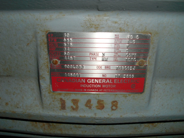 General Electric Canada 30 HP 655 RPM 445T Design D Motors 46048
