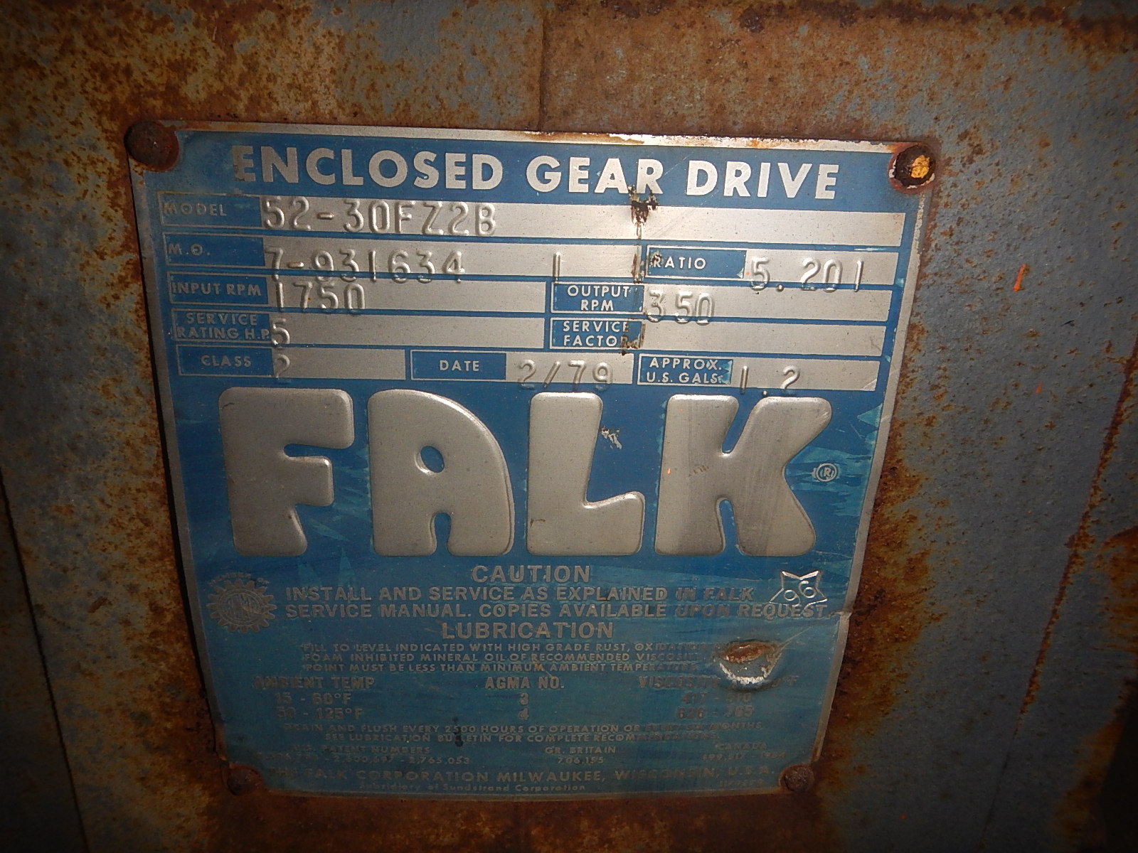 Falk 5 HP Gear Reducers 58395