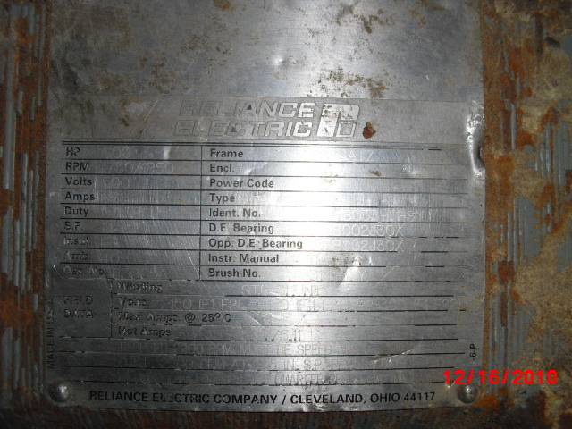 Reliance 600 HP 1750/1850 RPM B686ATZ DC Motors 64304
