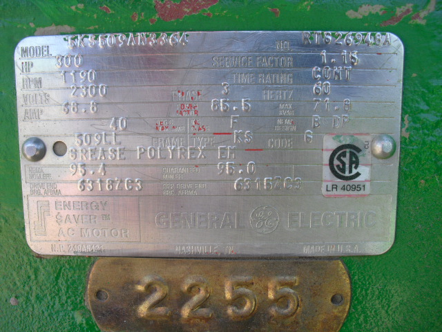 General Electric 300 HP 1200 RPM 509LL Squirrel Cage Motors 69308