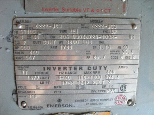 US Electric 500 HP 1800 RPM 5010S Squirrel Cage Motors 71167