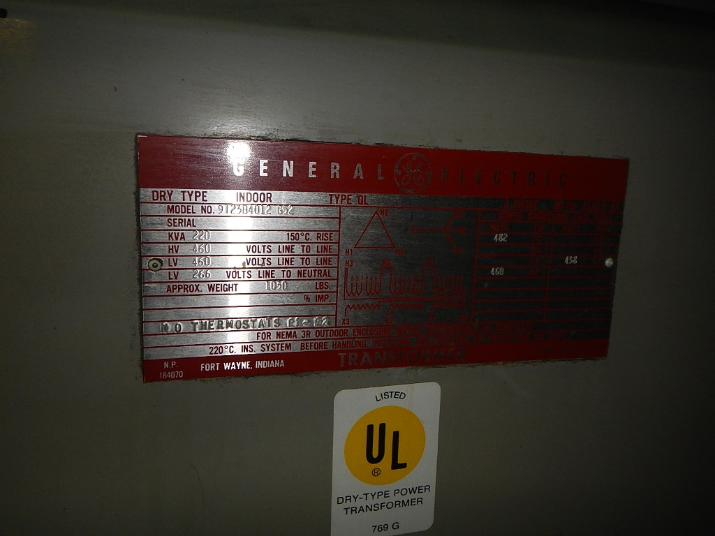 General Electric 220 KVA Transformers 76823