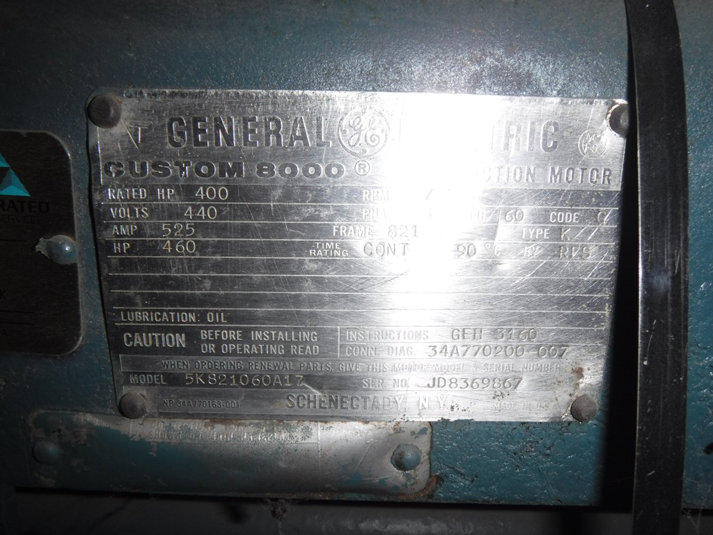 General Electric 400 HP 720 RPM 8210S Squirrel Cage Motors 76903