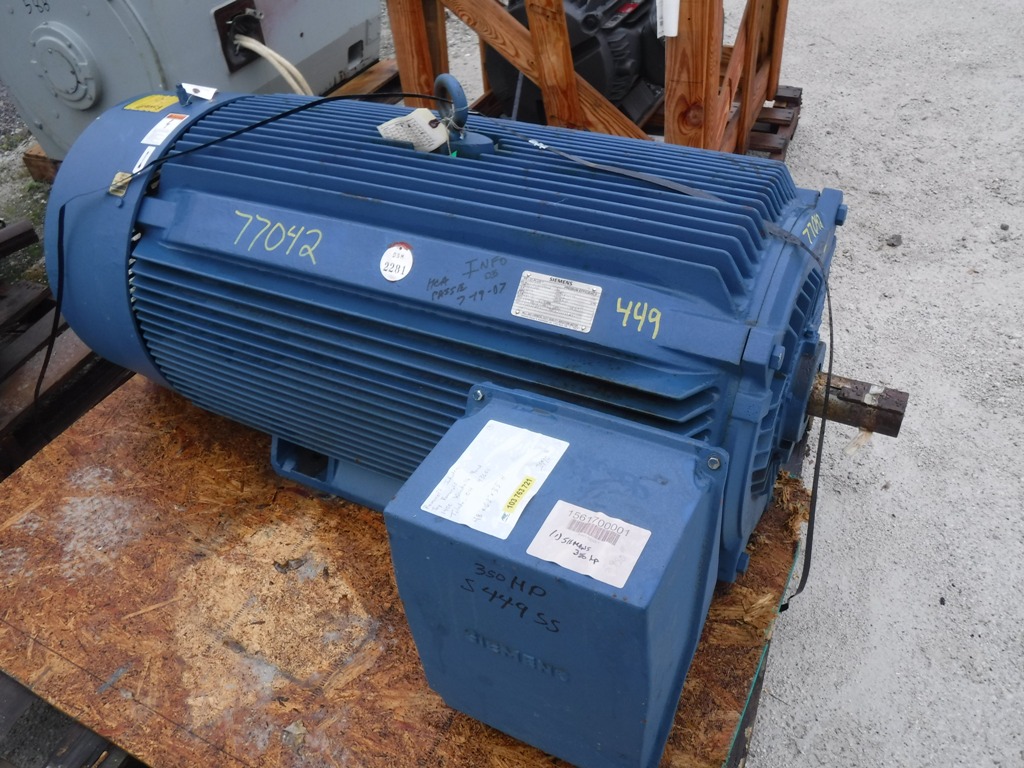 Siemens 350 HP 3600 RPM 449SS Squirrel Cage Motors 77042
