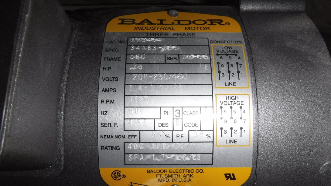 Baldor 25 HP 1800 RPM 56C Squirrel Cage Motors 77340