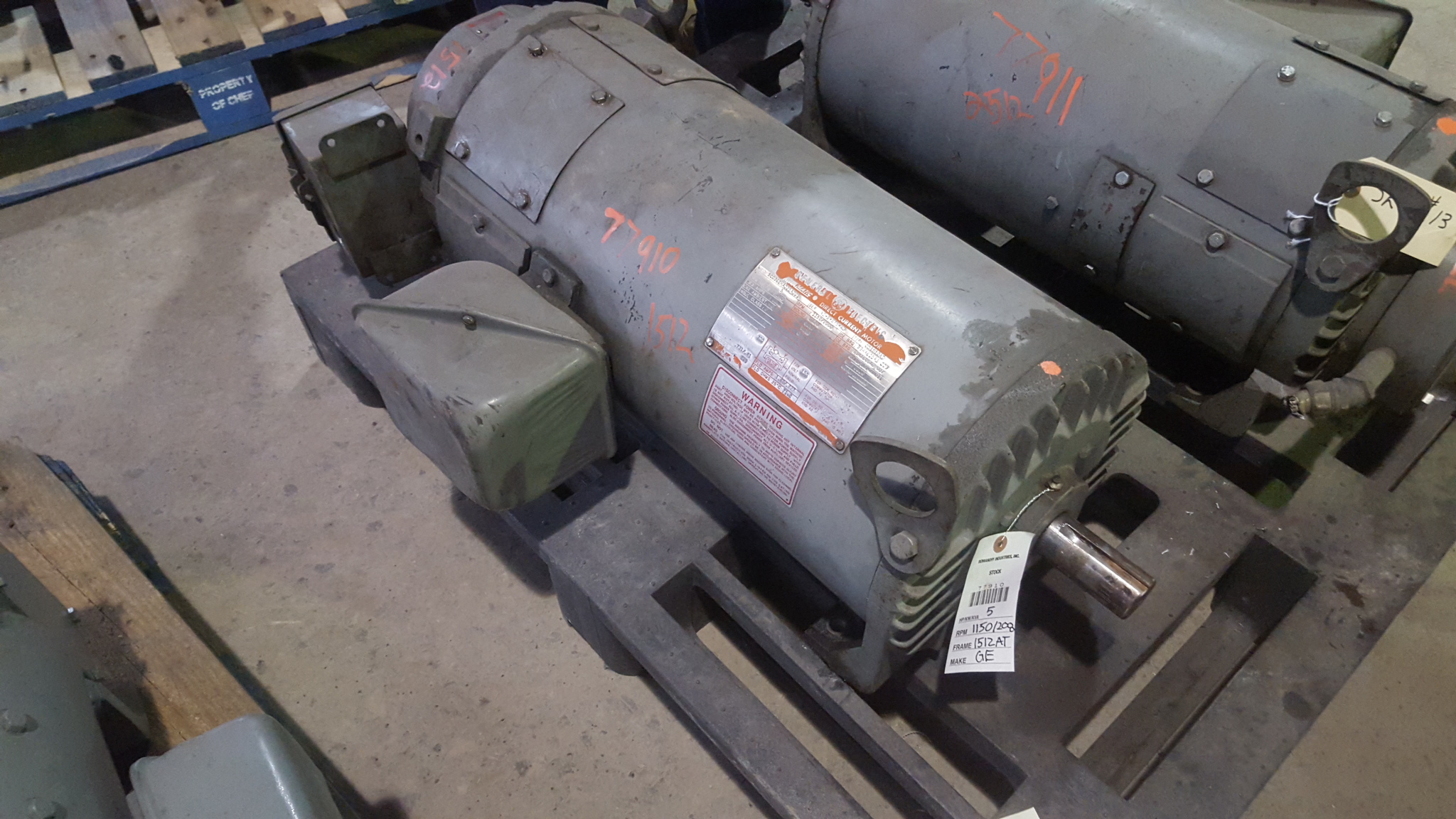 General Electric 5 HP 1150/2000 RPM 2512AT DC Motors 77910