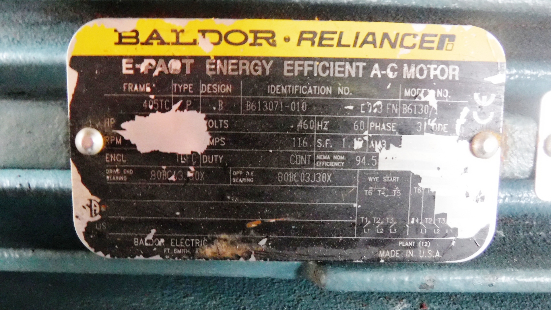Baldor-Reliance 100 HP 1800 RPM 405TC Squirrel Cage Motors 78240