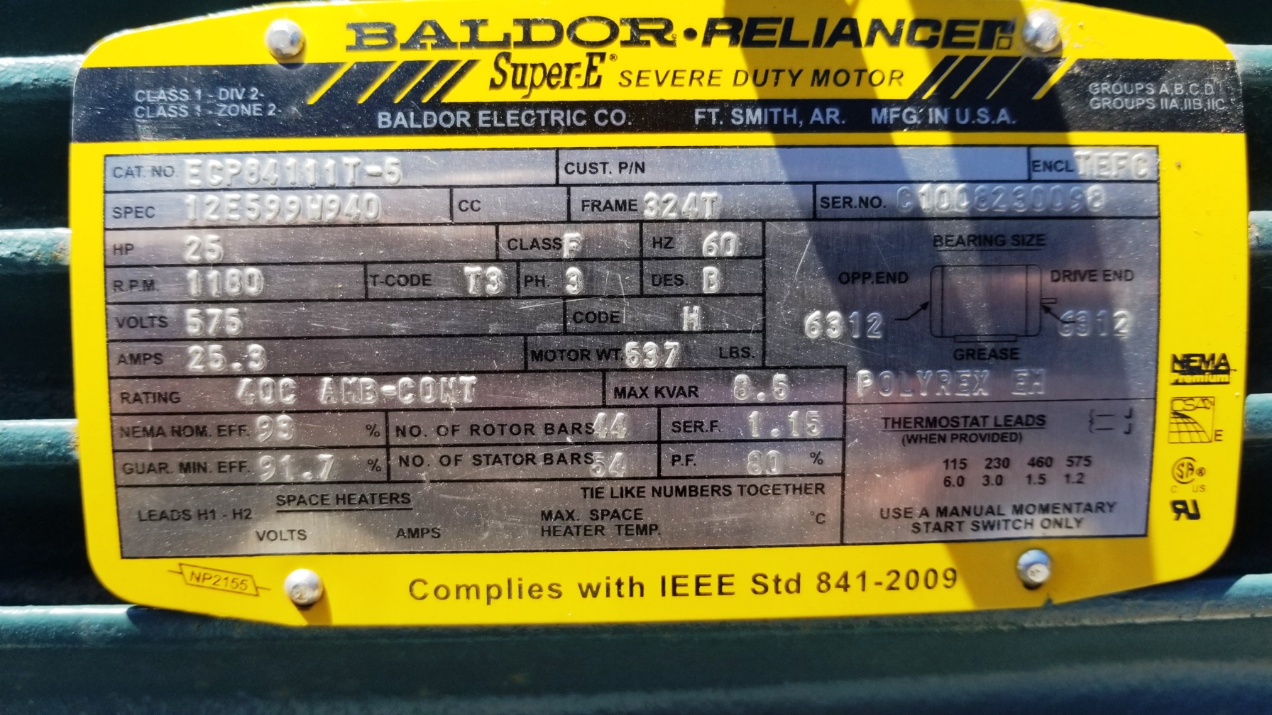 Baldor-Reliance 25 HP 1200 RPM 324T Squirrel Cage Motors 78451