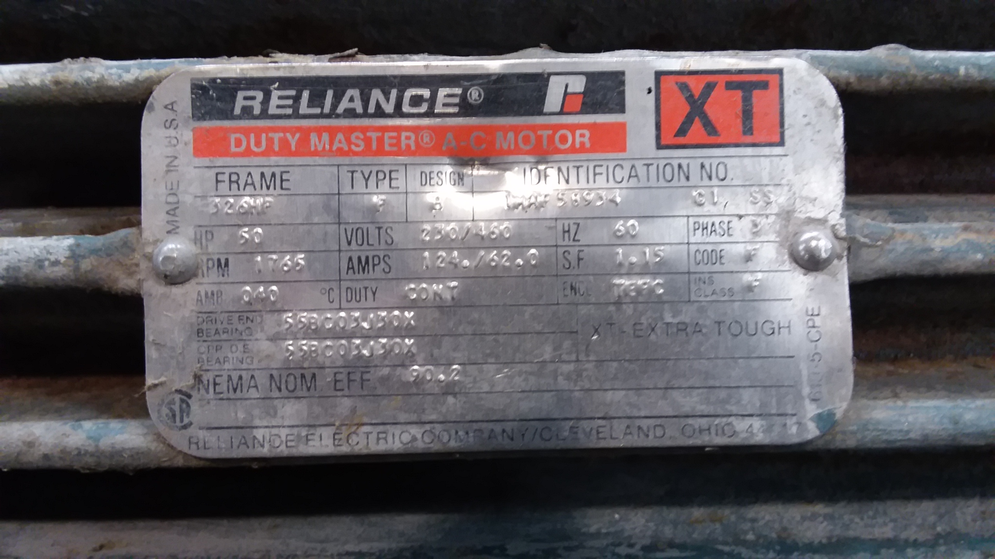 Reliance 50 HP 1765 RPM 326HP Vertical Motors 79132