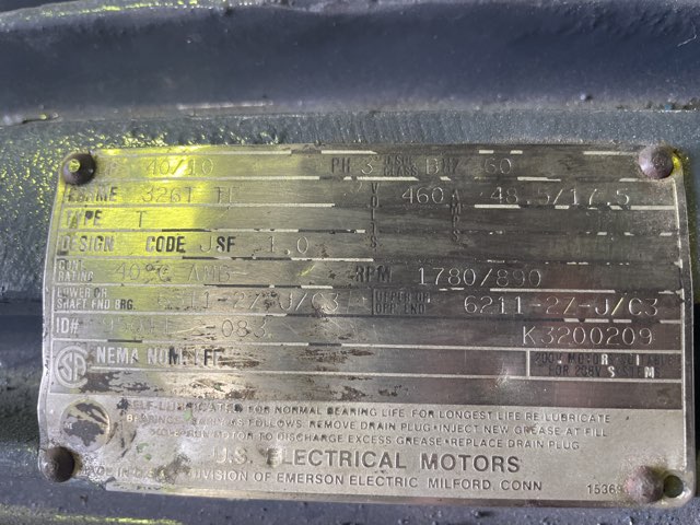 US Electric 40 HP 1780 RPM 326T Multi Speed Motors 79187