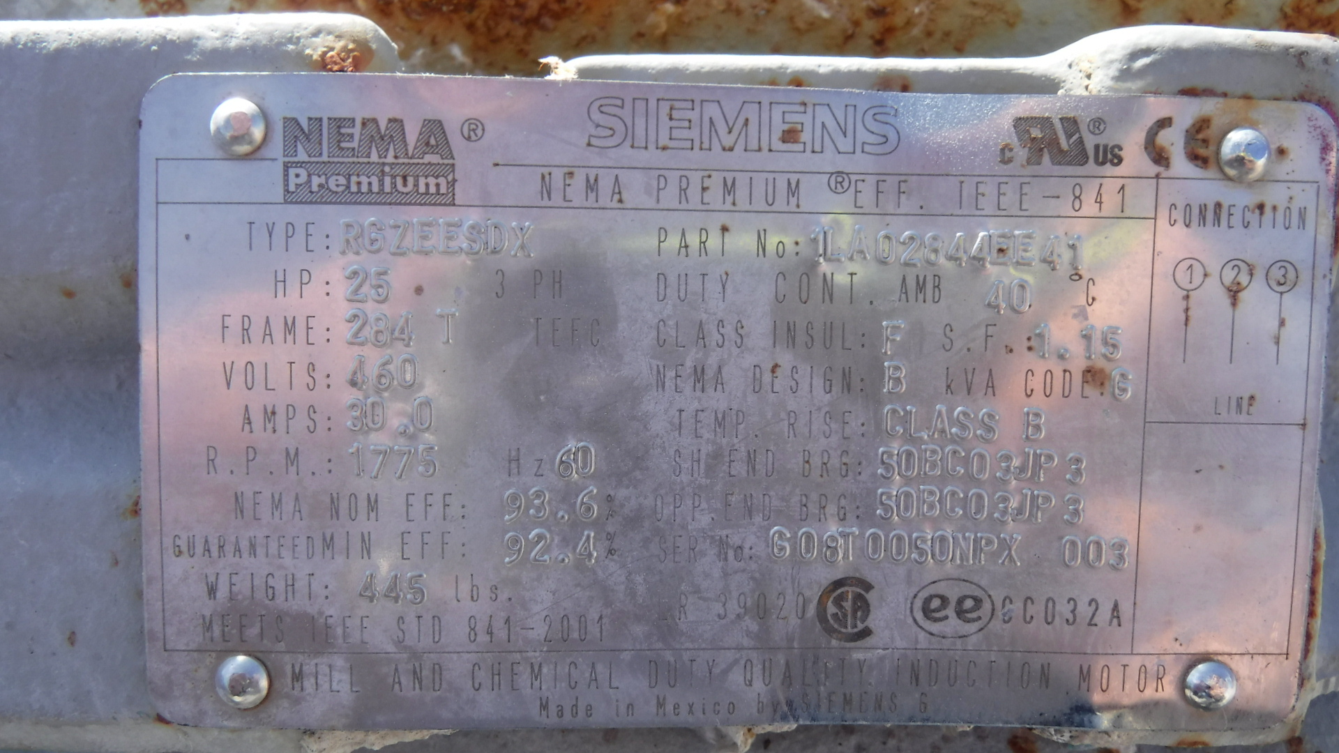 Siemens 25 HP 1800 RPM 284T Squirrel Cage Motors 83174