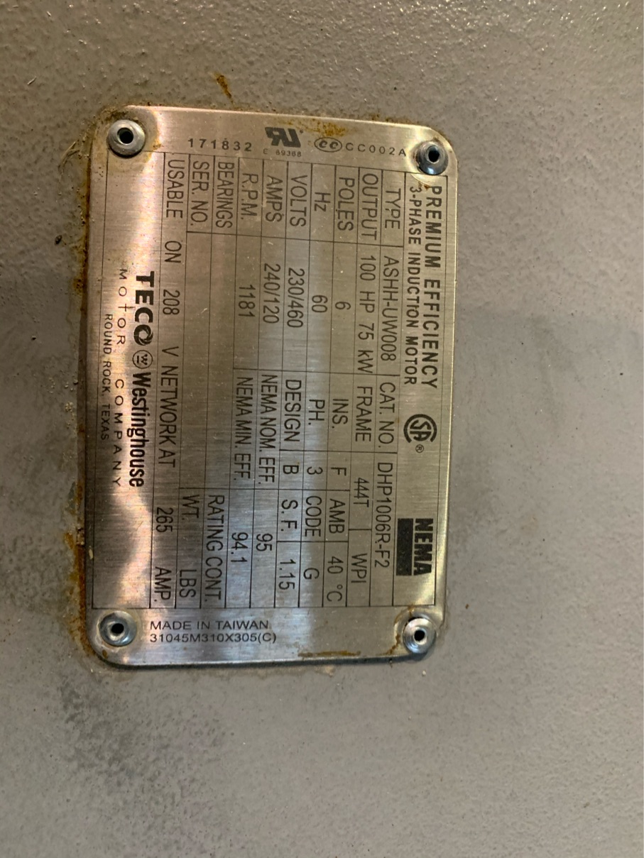 Teco Westinghouse 60 HP 1200 RPM 404T Squirrel Cage Motors 83387