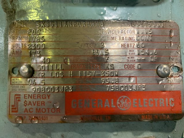 General Electric 800 HP 1800 RPM 5011LL Squirrel Cage Motors 83499