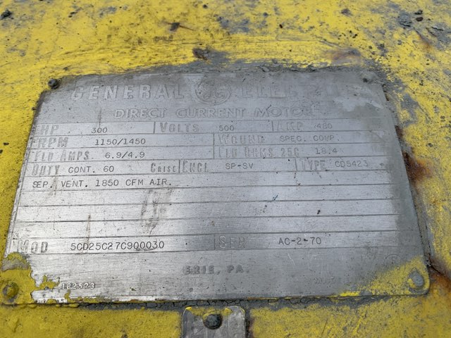 General Electric 300 HP 1150/1450 RPM 5423 DC Motors 83691