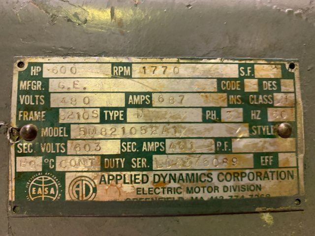 General Electric 600 HP 1770 RPM 8210S Slip Ring Motors 83768