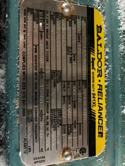 Baldor-Reliance 150 HP 1200 RPM 447TS Squirrel Cage Motors 83869