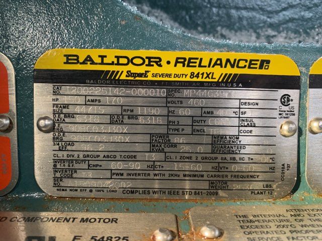 Baldor-Reliance 150 HP 1200 RPM 447TS Squirrel Cage Motors 83875