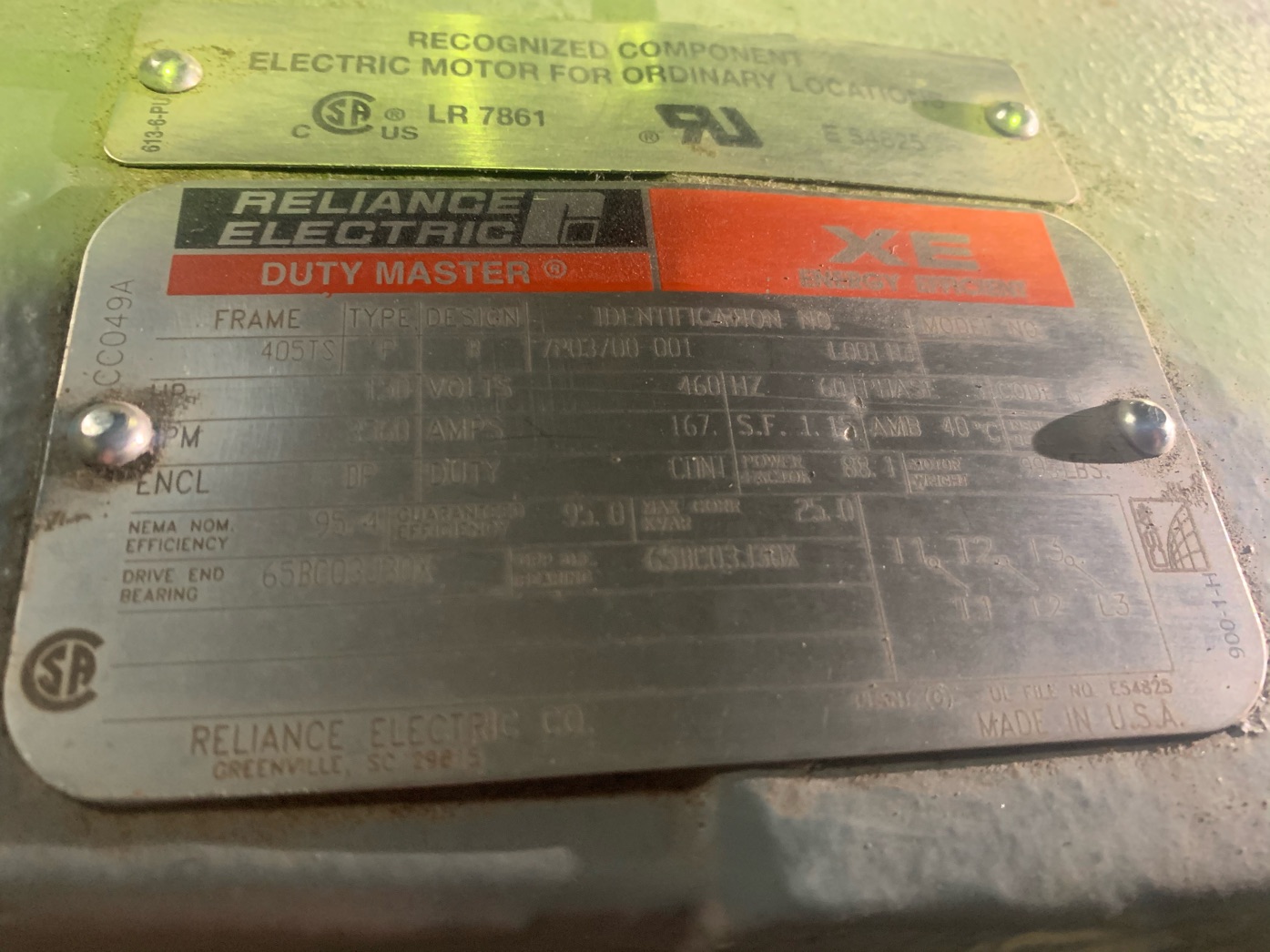 Reliance 150 HP 3600 RPM 405TS Squirrel Cage Motors 84101