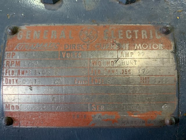General Electric 5 HP 1750 RPM 256A DC Motors 84308