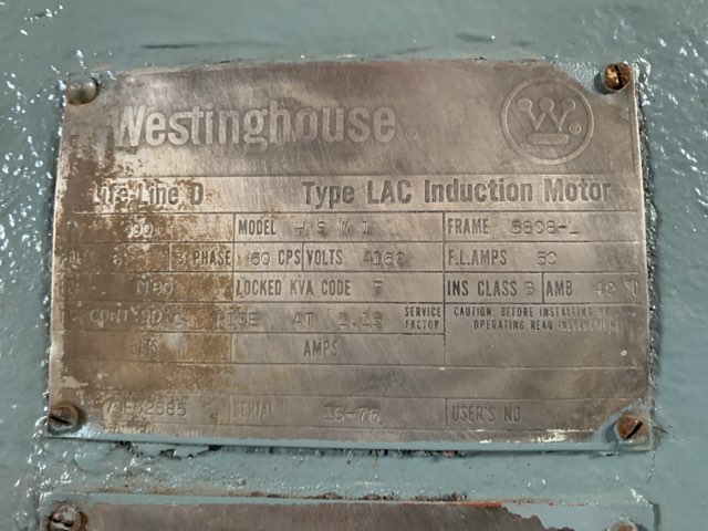 Westinghouse 400 HP 1200 RPM 5808L Squirrel Cage Motors 84393