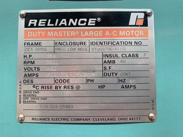 Reliance 900 HP 3600 RPM 5810SZ Squirrel Cage Motors 84642