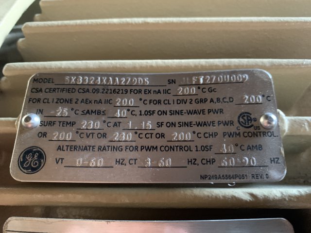 General Electric 40 HP 1800 RPM 324T Squirrel Cage Motors 84803