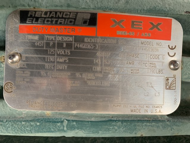 Reliance 125 HP 1200 RPM 445T Squirrel Cage Motors 84890