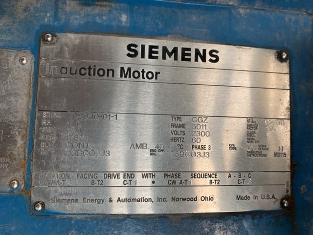 Siemens 400 HP 1800 RPM 5011S Squirrel Cage Motors 85153