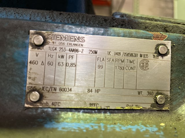 Siemens 75 HP 1800 RPM 250MD Squirrel Cage Motors 85757