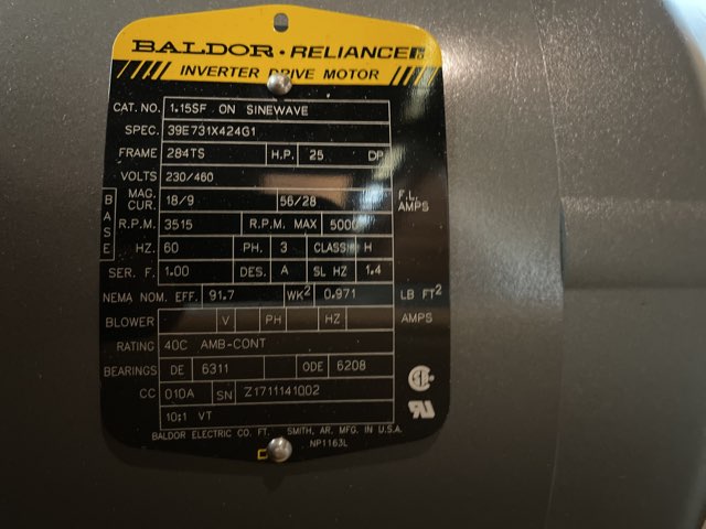 Baldor-Reliance 25 HP 3600 RPM 284TS Squirrel Cage Motors 86209