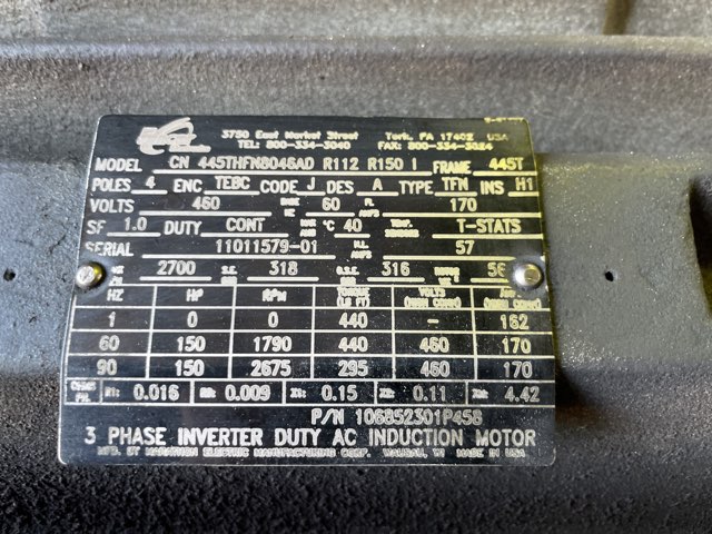 Marathon 150 HP 1800 RPM 445T Squirrel Cage Motors 86627
