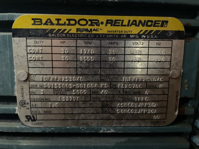 Baldor-Reliance 30 HP 1800 RPM FL2570C Squirrel Cage Motors 86762