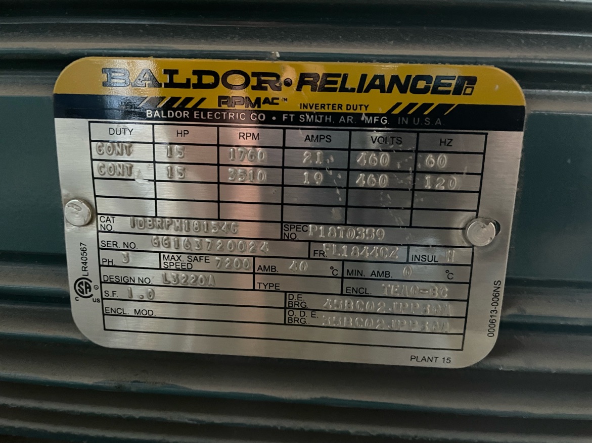 Baldor-Reliance 15 HP 1800 RPM FL1844CZ Squirrel Cage Motors 86901