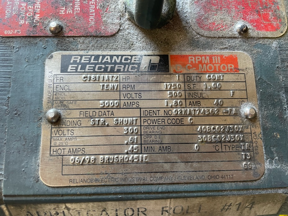 Reliance 1 HP 1750 RPM C1811ATZ DC Motors 86916