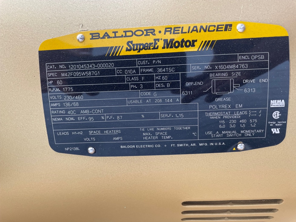Baldor-Reliance 60 HP 1800 RPM 364TS Squirrel Cage Motors 87018