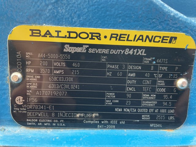 Baldor-Reliance 200 HP 3600 RPM 447TS Squirrel Cage Motors 87236