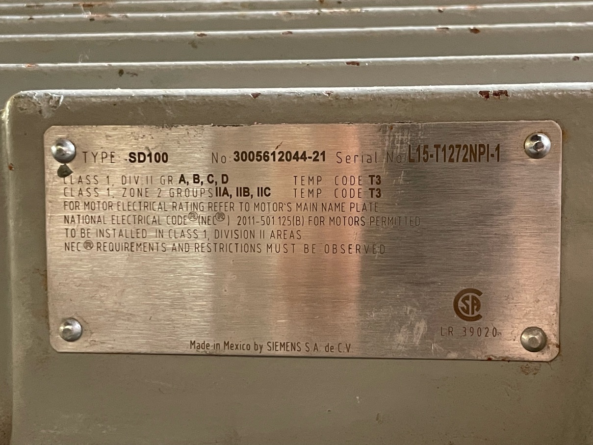 Siemens 125 HP 1200 RPM 445T Squirrel Cage Motors 87318