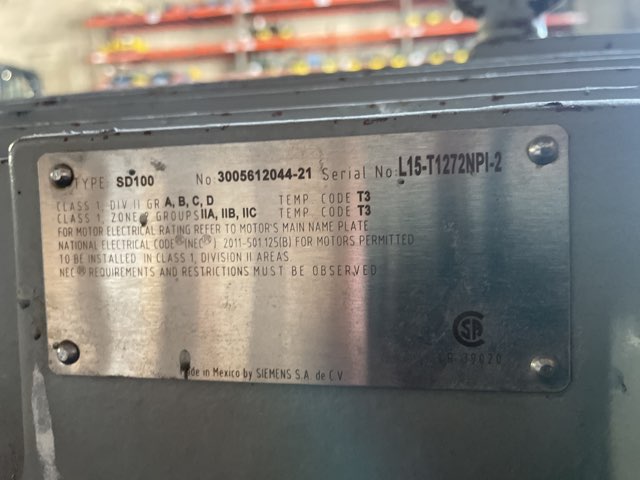 Siemens 125 HP 1200 RPM 445T Squirrel Cage Motors 87320