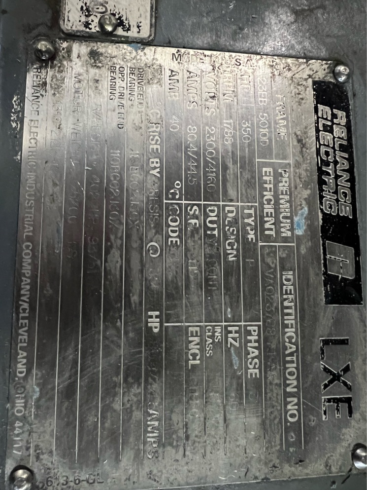 Reliance 350 HP 1800 RPM 5010D Squirrel Cage Motors 87332