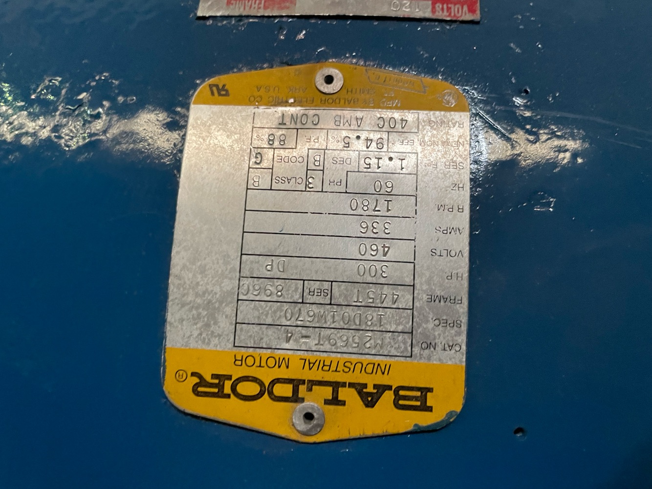 Baldor 300 HP 1800 RPM 445T Squirrel Cage Motors 87400