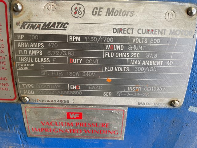 General Electric 300 HP 1150/1700 RPM 5010AY DC Motors 87452