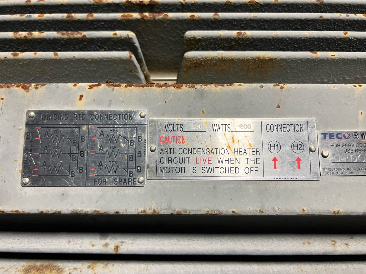 Teco Westinghouse 600 HP 1800 RPM 5810B Squirrel Cage Motors 87554