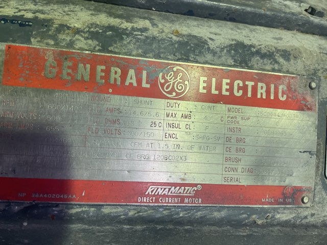 General Electric 400 HP 650/1400 RPM 4460 DC Motors 87566