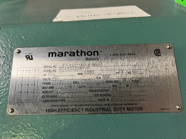 Marathon 800 HP 3600 RPM 5808S Squirrel Cage Motors 87951