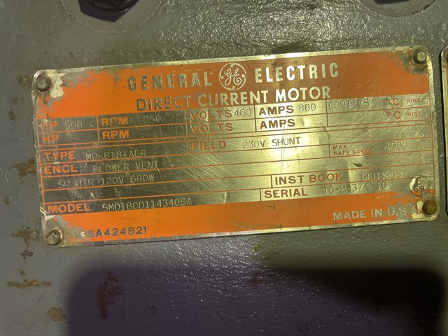 General Electric 500 HP 850 RPM 818AER DC Mill Motors 87980