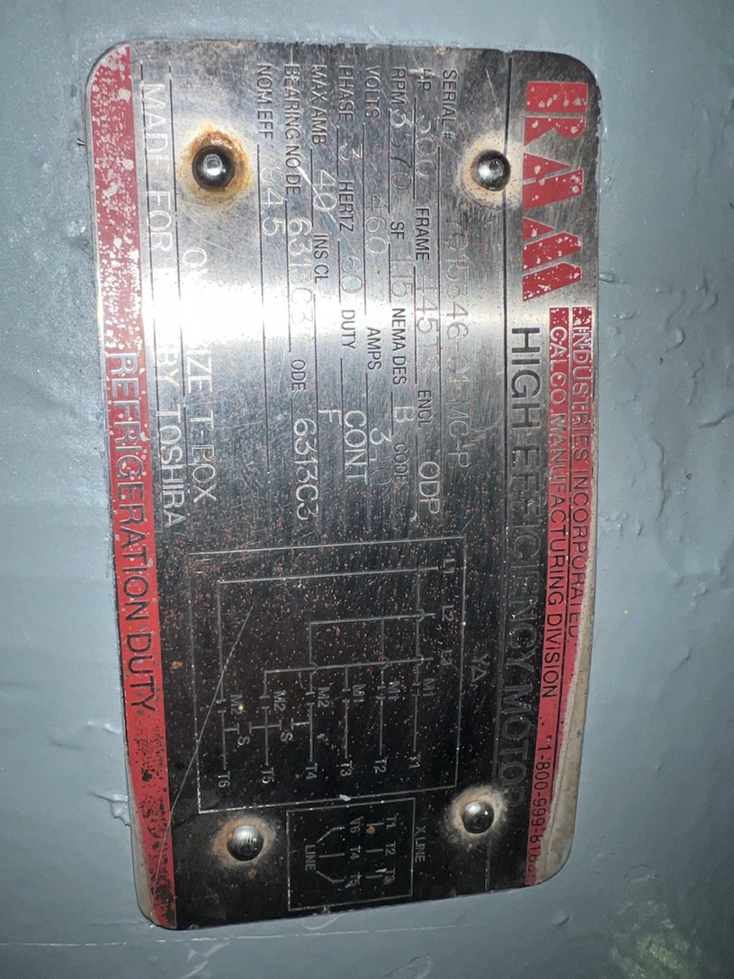 Toshiba 300 HP 3600 RPM 445TS Squirrel Cage Motors 88013