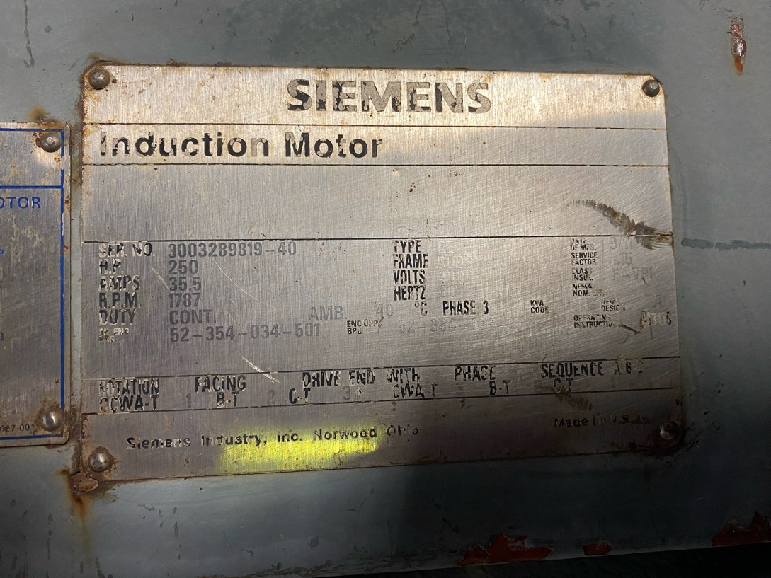 Siemens 250 HP 1800 RPM 509SY Squirrel Cage Motors 88464