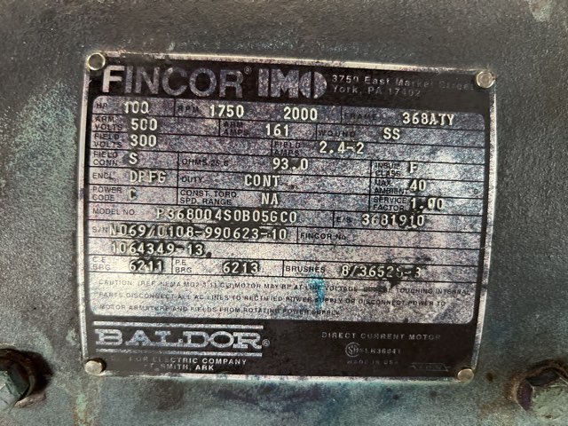 Baldor 100 HP 1750/2000 RPM 366ATY DC Motors 88598