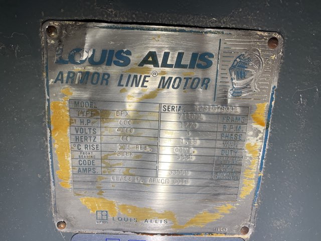 Louis-Allis 600 HP 1800 RPM 7110EL Squirrel Cage Motors 88686