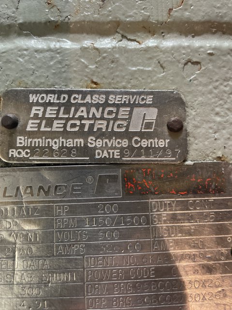 Reliance 200 HP 1150/1500 RPM B4011ATZ DC Motors 88932